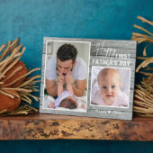 ファースト・ファーザー・デイ新しいパパ2 Photo Gray Wood フォトプラーク (側面)