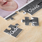 ファースト・ファーザー・デイ新しいパパ・ブラック・ウッド2写真 ジグソーパズル (側面)