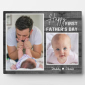 ファースト・ファーザー・デイ新しいパパ・ブラック・ウッド2写真 フォトプラーク (正面)