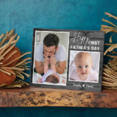 ファースト・ファーザー・デイ新しいパパ・ブラック・ウッド2写真 フォトプラーク (側面)