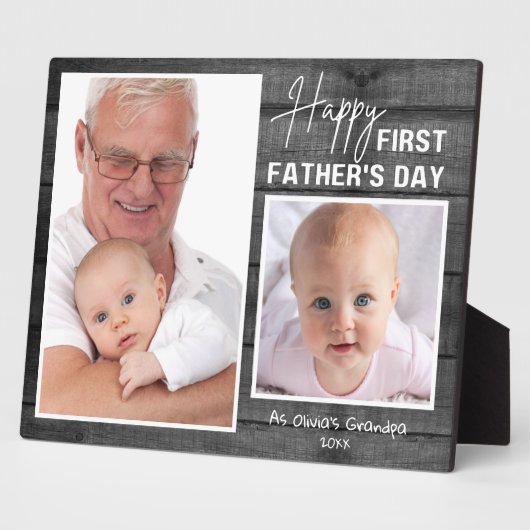 ファースト・ファーザー・デイ新グランドパブラック・ウッド2写真 フォトプラーク (側面)