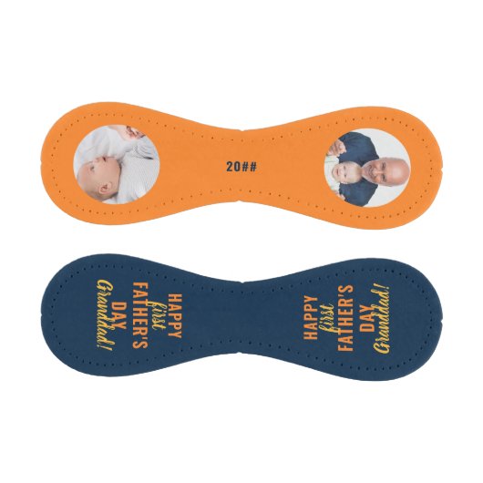 ファースト・ファーザー・デイ祖父2フォトブルーオレンジ 野球ボール (パネル)