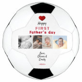 ファースト・ファーザー・デイ赤いハート4 Photo Collage サッカーボール (正面)