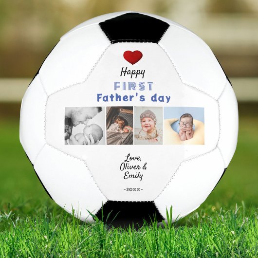ファースト・ファーザー・デイ赤いハート4 Photo Collage サッカーボール