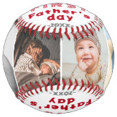 ファースト・ファーザー・デイ赤いハート4 Photo Collage ソフトボール (正面)