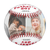 ファースト・ファーザー・デイ赤いハート4 Photo Collage 野球ボール (正面)