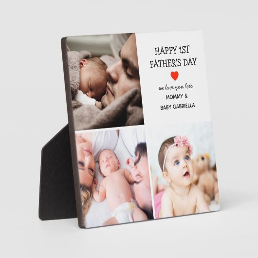 ファースト・ファーザー・デイ・ギフト |かわいい写真コラージュ フォトプラーク (正面)