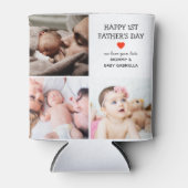 ファースト・ファーザー・デイ・ギフト |かわいい写真コラージュ 缶クーラー (正面)