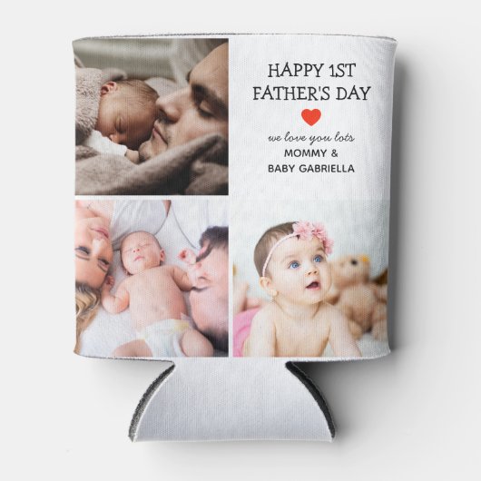 ファースト・ファーザー・デイ・ギフト |かわいい写真コラージュ 缶クーラー (正面)