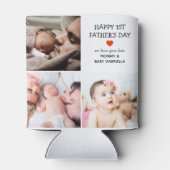 ファースト・ファーザー・デイ・ギフト |かわいい写真コラージュ 缶クーラー (裏面)