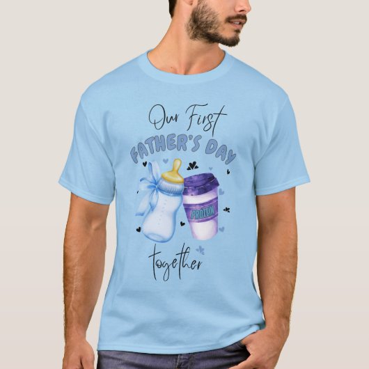 ファースト・ファーザー・デイ・トゥーズ・マッチング・コーディネート/ブルー Tシャツ (正面)