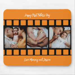 ファースト・ファーザー・デイ・フィルムストリップフォトグリッド新しいパパ マウスパッド