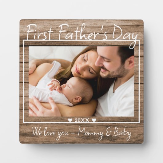 ファースト・ファーザー・デイ・フォトディスプレ素朴イ・ウッド フォトプラーク (正面)