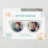 ファースト・ファーザー・デイ・フォト・コラージュパパ・ソン・ドーター シーズンカード (正面/裏面)