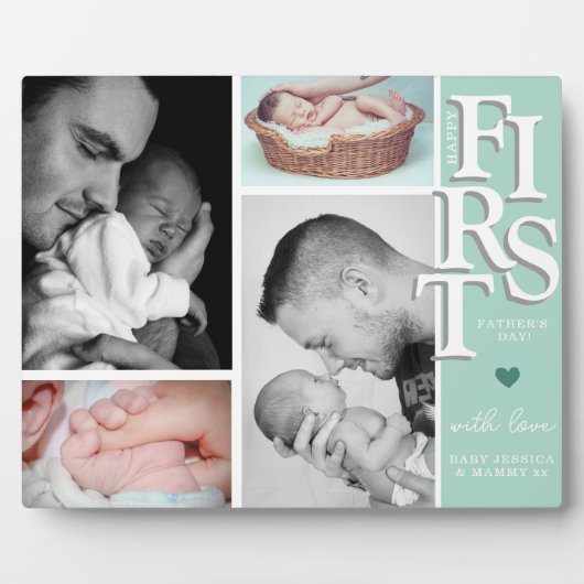 ファースト・ファーザー・デイ・フォト・コラージュ・プラーク – モダン フォトプラーク (正面)