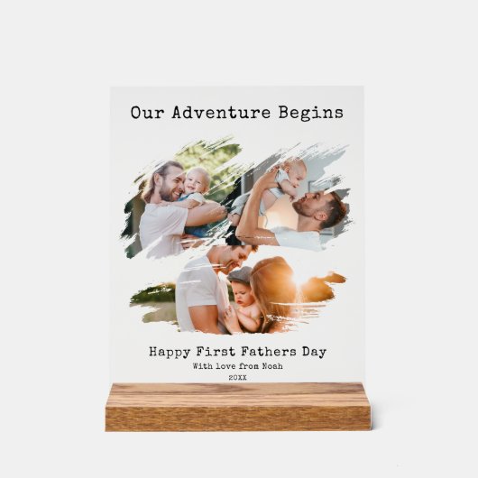 ファースト・ファーザー・デイ・ブラシ・ストローク3フォトコラージュ アクリルサイン (正面)