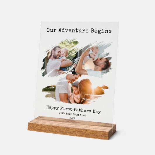 ファースト・ファーザー・デイ・ブラシ・ストローク3フォトコラージュ アクリルサイン (傾斜)