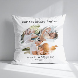 ファースト・ファーザー・デイ・ブラシ・ストローク3フォトコラージュ クッション