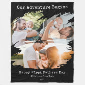 ファースト・ファーザー・デイ・ブラシ・ストローク3フォトコラージュ フリースブランケット (正面)