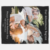 ファースト・ファーザー・デイ・ブラシ・ストローク3フォトコラージュ フリースブランケット (正面(横))