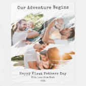 ファースト・ファーザー・デイ・ブラシ・ストローク3フォトコラージュ フリースブランケット (正面)