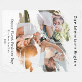 ファースト・ファーザー・デイ・ブラシ・ストローク3フォトコラージュ フリースブランケット (正面(横))