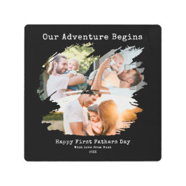 ファースト・ファーザー・デイ・ブラシ・ストローク3フォトコラージュ メタルプリント