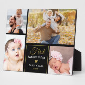 ファースト・ファーザー・デイ・ブラックと金ゴールド4 photo Collage フォトプラーク (側面)