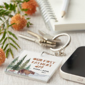 ファースト・ファーザー・デイ・ベア・ウッドラパーソナライズされたンド キーホルダー (正面右)