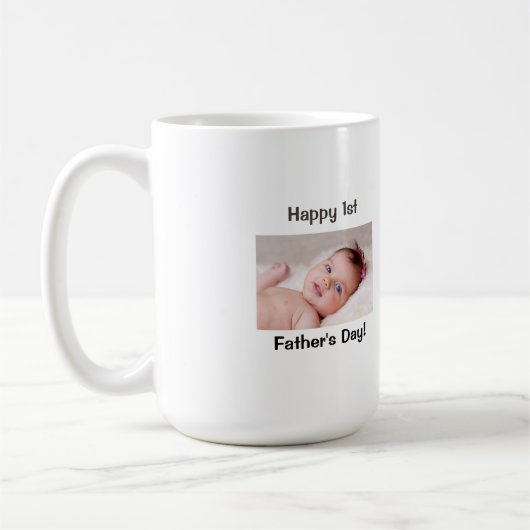 ファースト・ファーザー・デイ・マググと写真カスタム付き コーヒーマグカップ (左)
