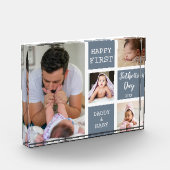 ファースト・ファーザー・デー灰色4フォトコラージュブロック フォトブロック (左)