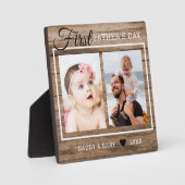 ファースト・ファーザー・デー2フォトコラージュ素朴ウッド フォトプラーク (正面)