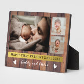 ファースト・ファーザー・デー3フォトコラージュ素朴ウッド フォトプラーク (側面)