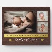 ファースト・ファーザー・デー3フォトコラージュ素朴ウッド フォトプラーク (正面)