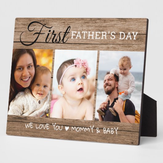 ファースト・ファーザー・デー3フォトコラージュ素朴ウッド フォトプラーク (側面)