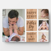 ファースト・ファーザー・デー4フォトコラージュ素朴ウッド フォトプラーク (正面)