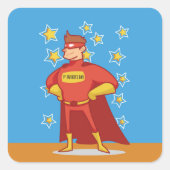 ファースト・ファーザー・デー・スーパーヒーロー スクエアシール (正面)