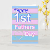 ファースト・ファーザー・デー・ピンクとブルーのグリーティングカード カード (黄色い花)