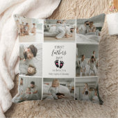 ファースト・ファーザー・デー – ベビーの足跡とピンクハート クッション (ブランケット)