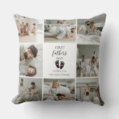 ファースト・ファーザー・デー – ベビーの足跡とピンクハート クッション (正面)