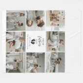 ファースト・ファーザー・デー – ベビーの足跡とピンクハート フリースブランケット (正面(横))