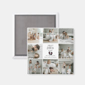 ファースト・ファーザー・デー – ベビーの足跡とピンクハート マグネット (正面/裏面)