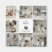 ファースト・ファーザー・デー – ベビーの足跡とピンクハート マグネット (正面)