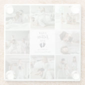 ファースト・ファーザー・デー – ベビー・フットプリント&ブルーハート ガラスコースター (裏面)