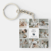 ファースト・ファーザー・デー – ベビー・フットプリント&ブルーハート キーホルダー (正面)