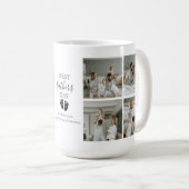 ファースト・ファーザー・デー – ベビー・フットプリント&ブルーハート コーヒーマグカップ (正面右)