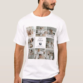 ファースト・ファーザー・デー – ベビー・フットプリント&ブルーハート Tシャツ