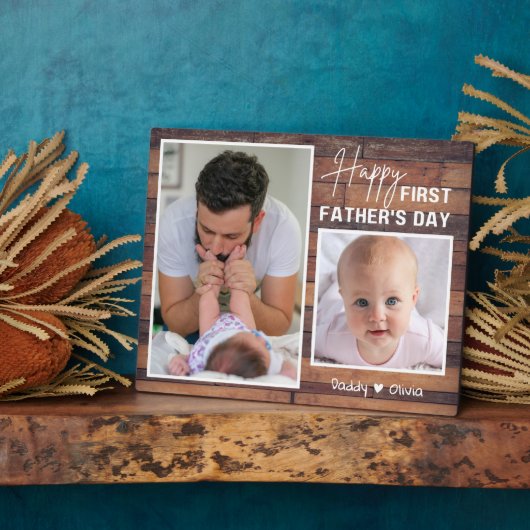 ファースト・ファースト・デー新しいパパ2フォトパレットウッド フォトプラーク (側面)