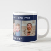 ファースト・ファーズ・デイ・最高のパパ、4枚の写真のネービー・ブルー ジャンボコーヒーマグカップ (右)