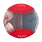 ファースト・ファーズ・デーニュー・ダッド・ベビー・フォトコラージュ・レッド 野球ボール (正面)